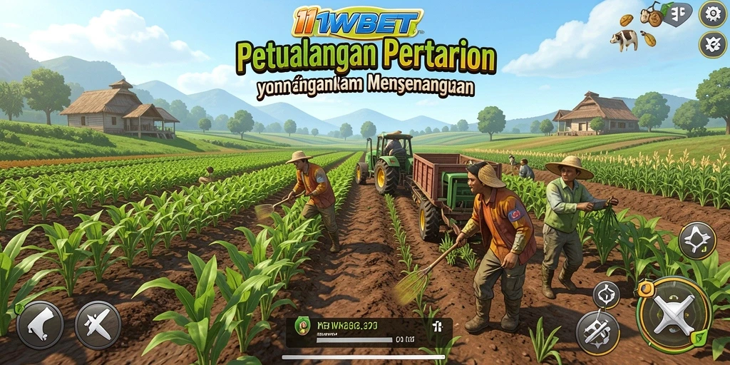Tampilan gameplay seru dari 11WBET dengan pertanian yang subur.