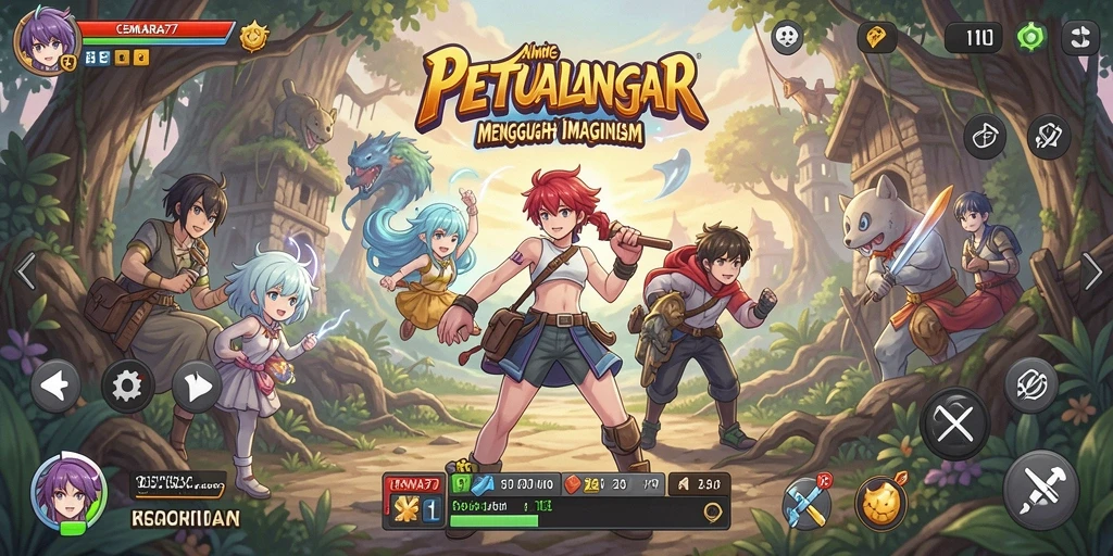 Screenshot CEMARA77 menampilkan pertarungan karakter anime yang epik.
