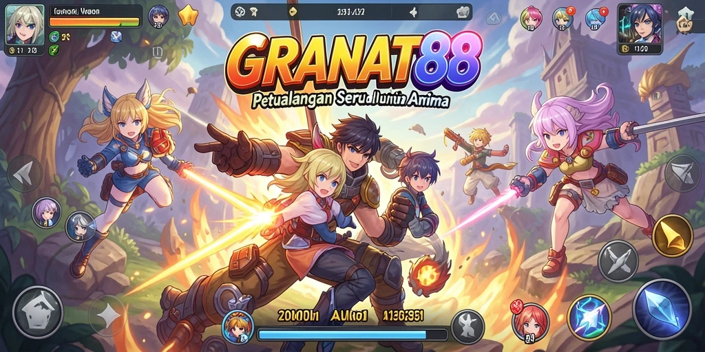 Tangkapan layar gameplay <strong>GRANAT88</strong> menampilkan aksi karakter di dunia Anime.