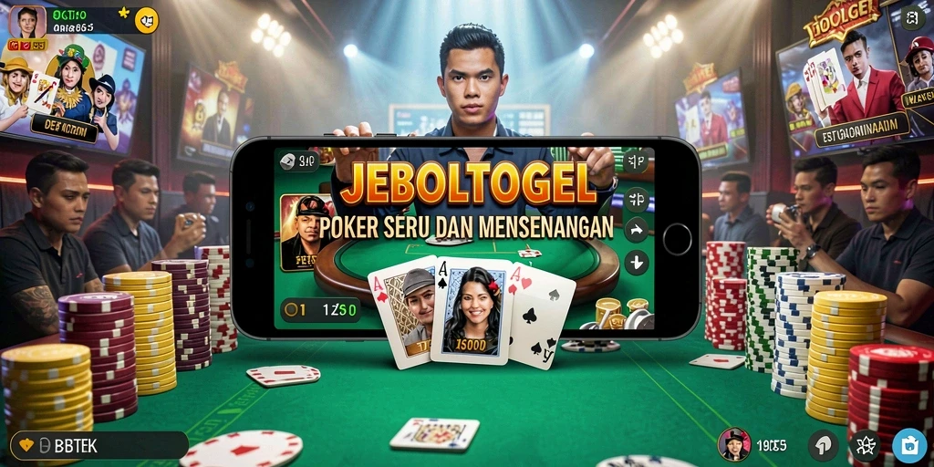Tampilan gameplay seru dalam JEBOLTOGEL saat bermain poker.