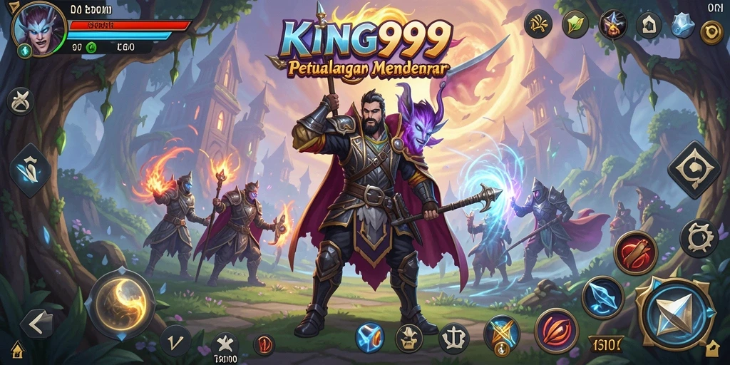 Screenshot gameplay KING999 menampilkan petualangan seru di dunia fantasi.