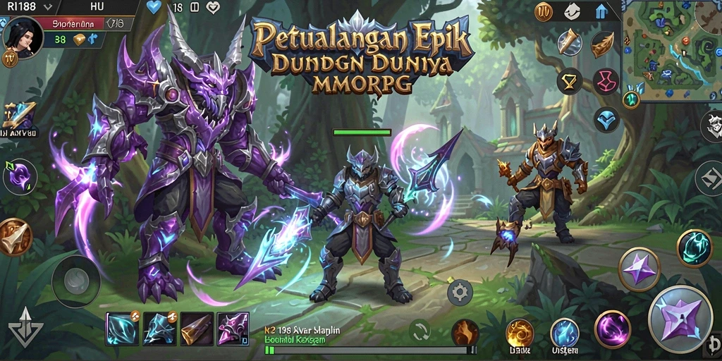 Tangkapan layar gameplay <strong>RI188</strong> dengan karakter beraksi di dunia MMORPG.