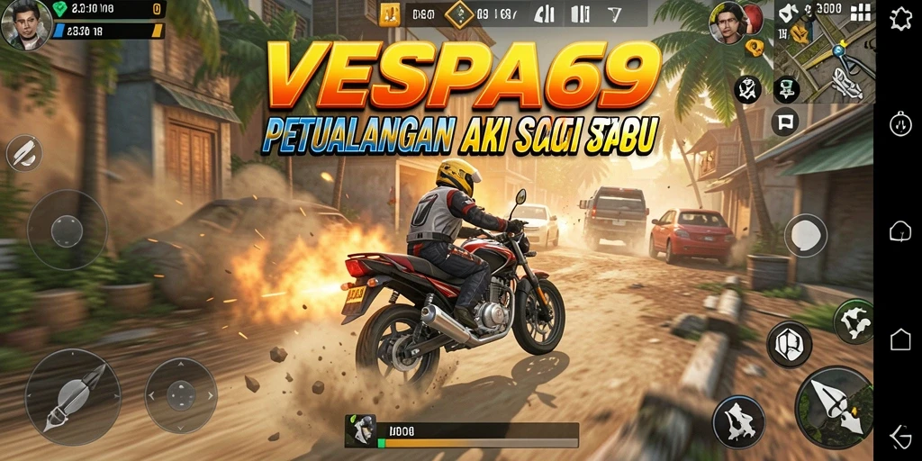 Tampilan gameplay VESPA69 yang seru dan dinamis.